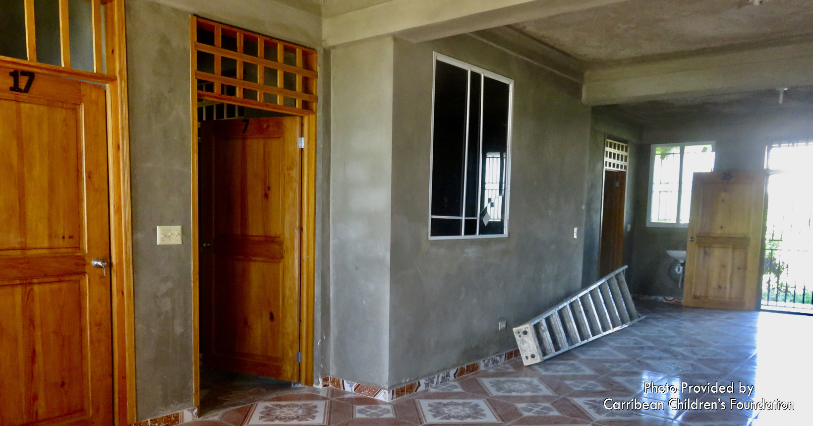 This photo shows the area that will serve as the waiting room for patients. It is also the office area for the medical clinic.