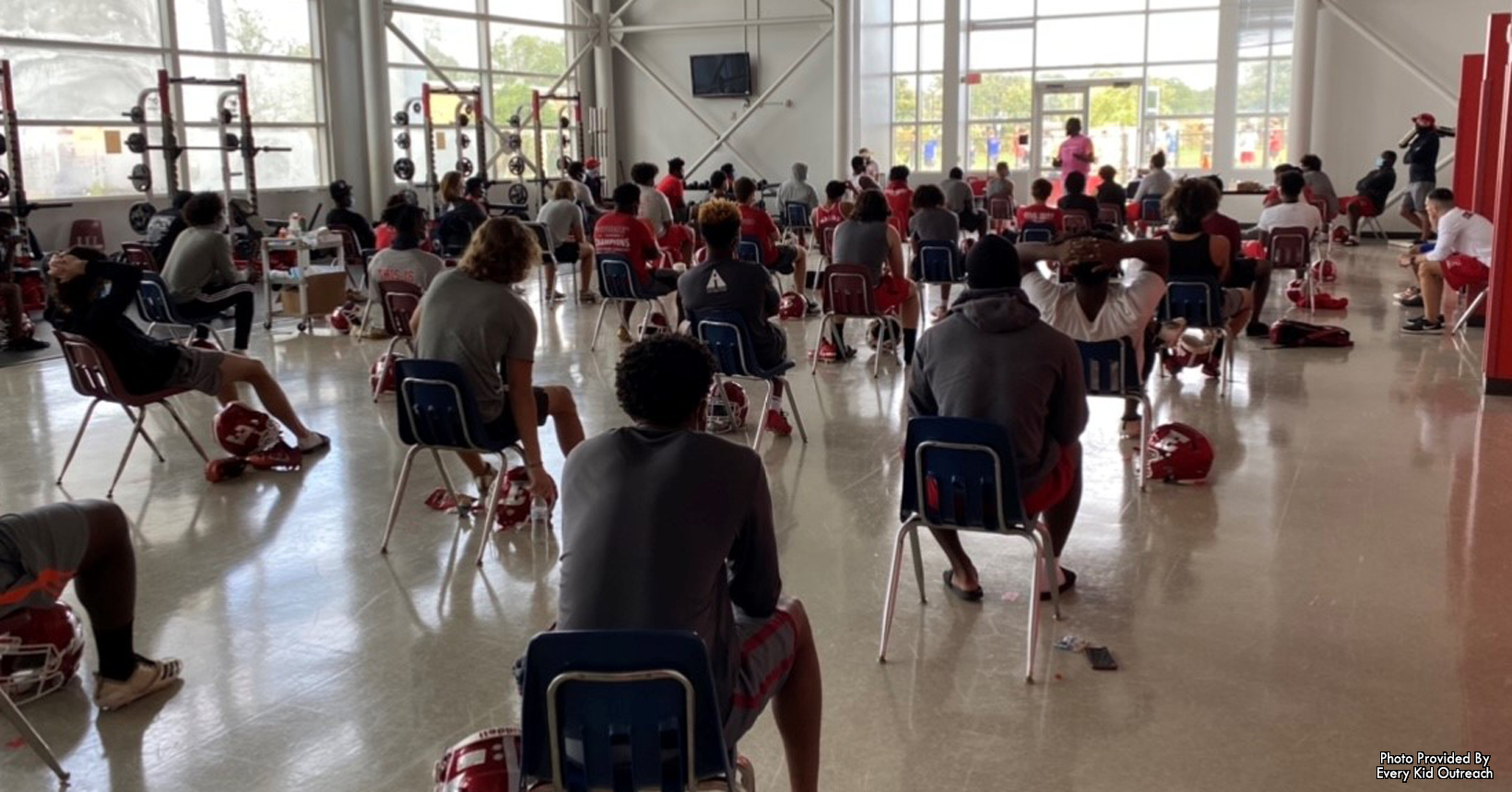 EKO's Program Director Jermaine Reynolds inspiring the 7A state football runner ups Edgewater before their big playoff game.